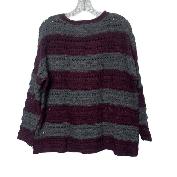 John & Jenn Angora Blend Sweater Womens Small Burgundy Gray Chunky Knit - Picture 4 of 7